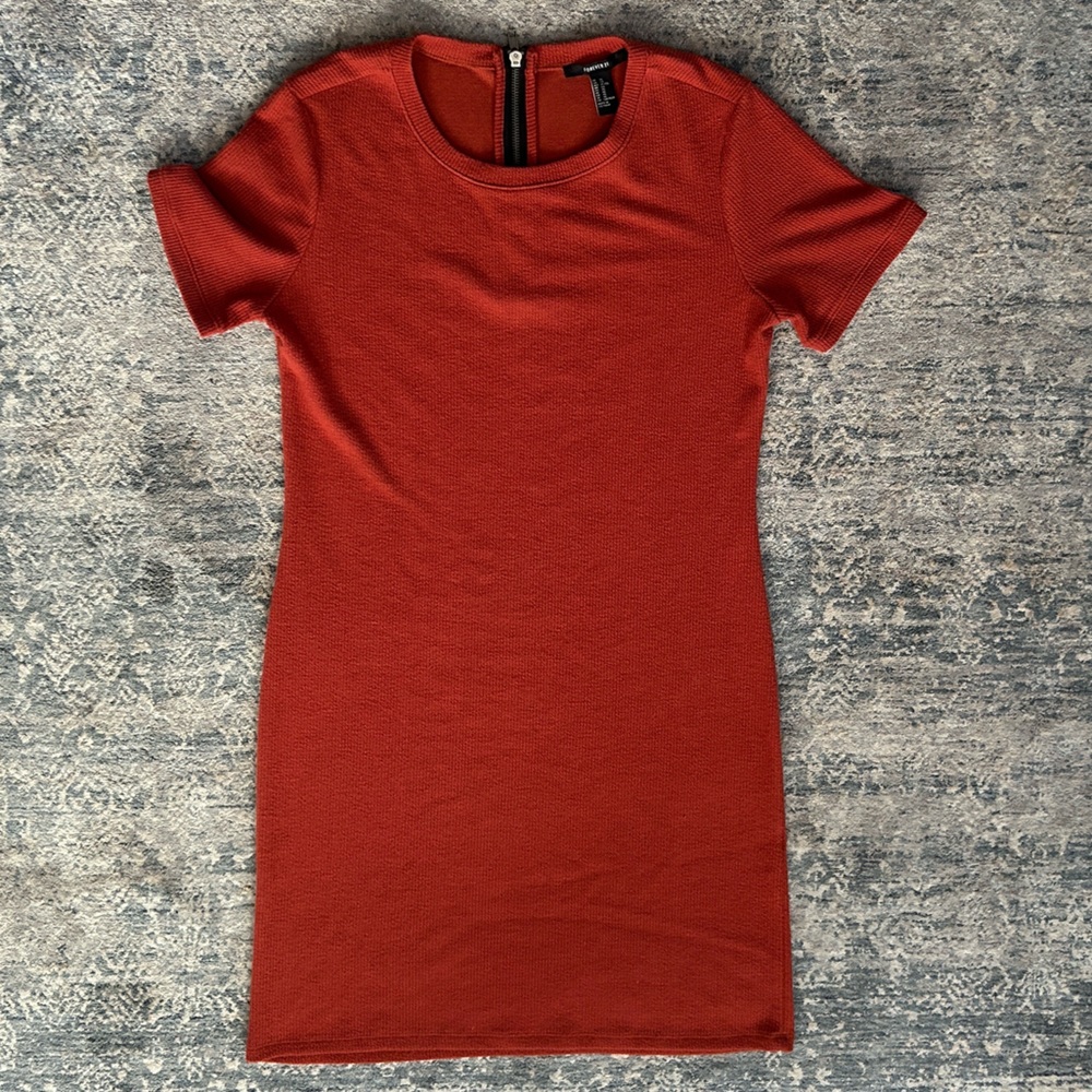 Forever 21 Rust Color Ribbed Dress